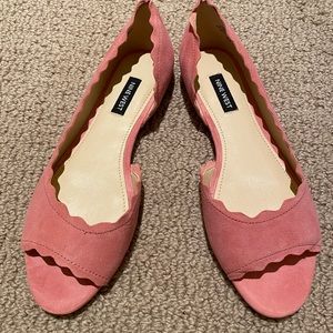 NWOT: Nine West Pink Suede Scalloped Flats size 7